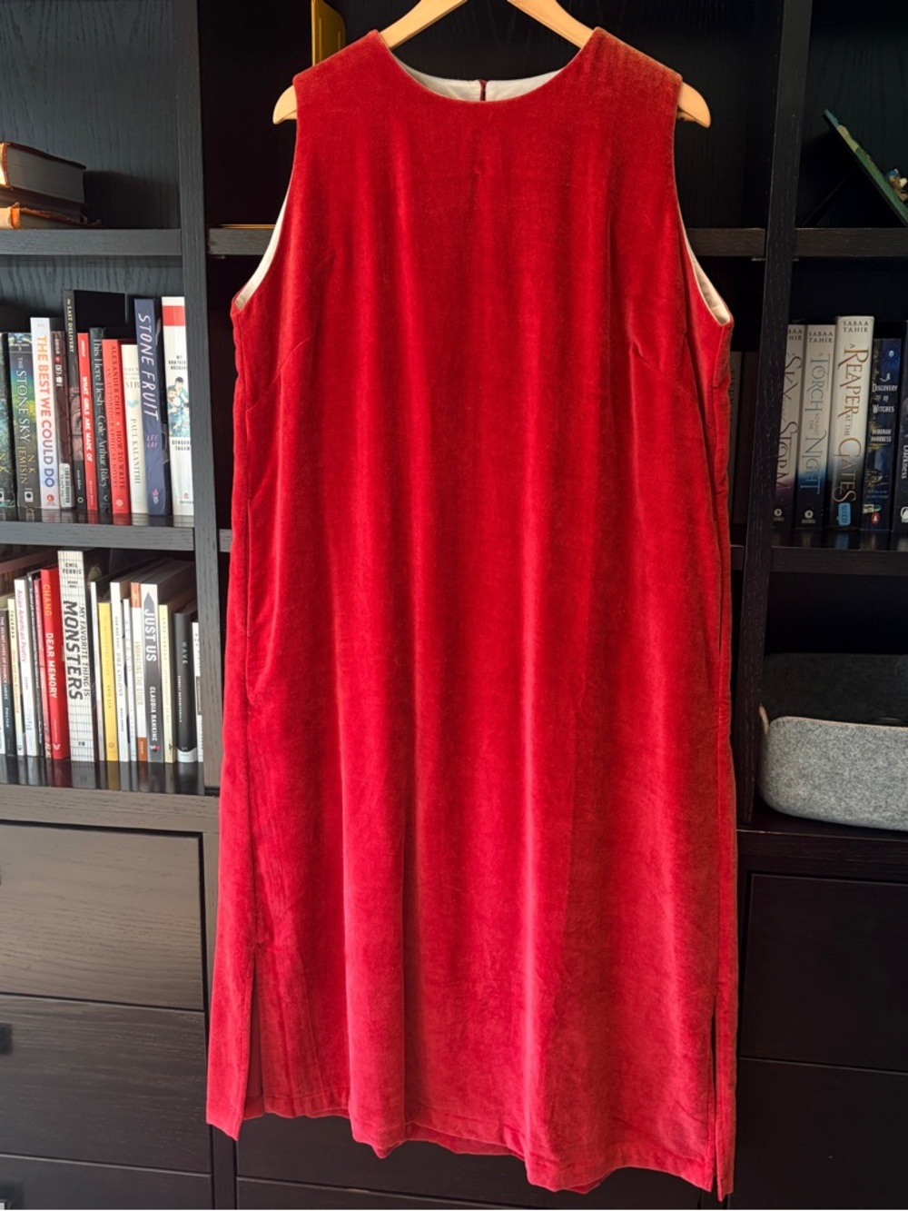Runaway Bicycle Red Velvet Midi Dress